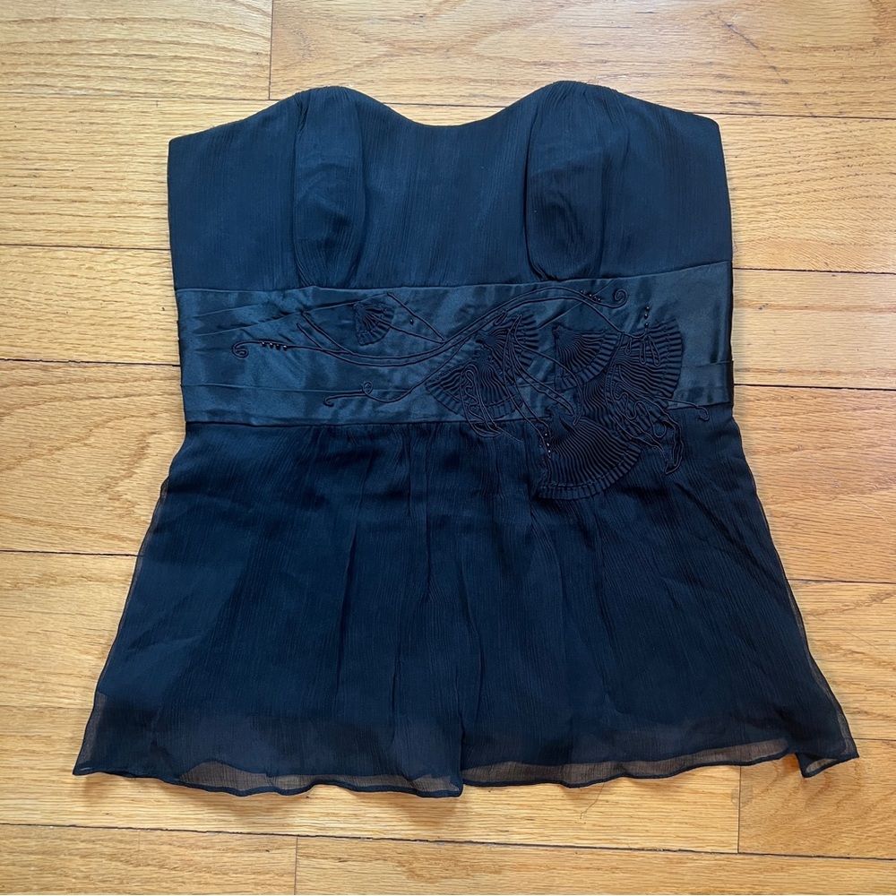 Rare Y2K Karen Millen Silk Embroidered Beaded Corset Top